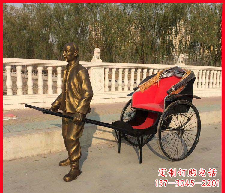 贵阳黄包车铜雕精湛工艺,体现传统文化