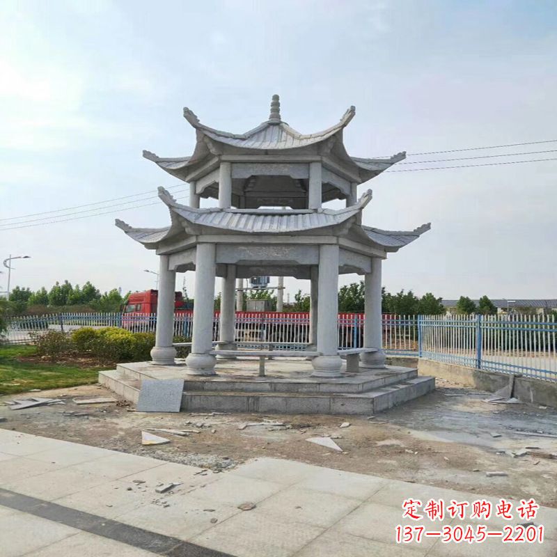 贵阳公园凉亭双层石雕亭子