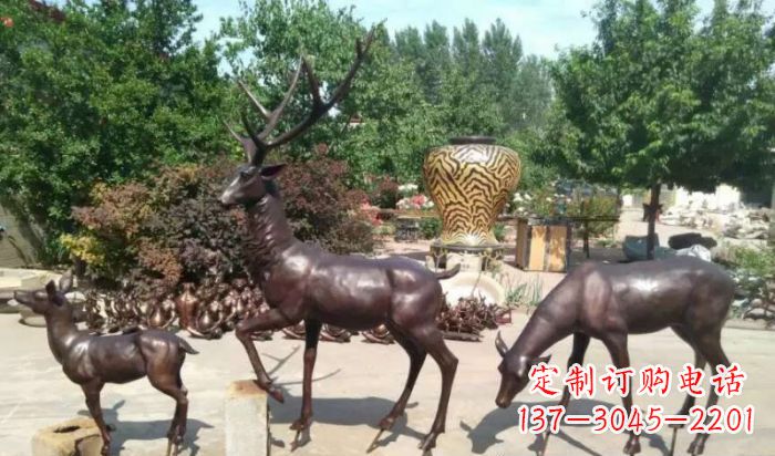 贵阳公园鹿动物铜雕 (2)