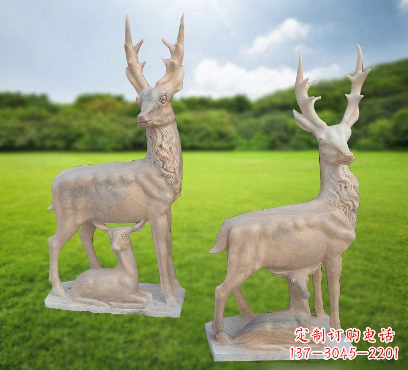 贵阳公园母子梅花鹿石雕