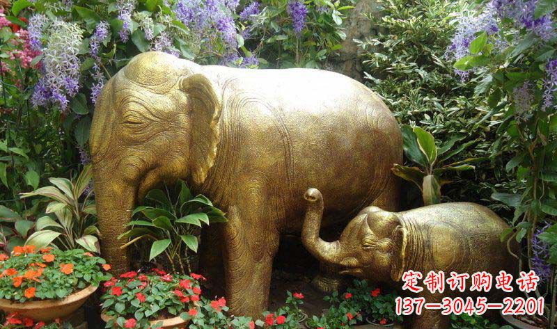 贵阳铜雕母子象艺术雕塑