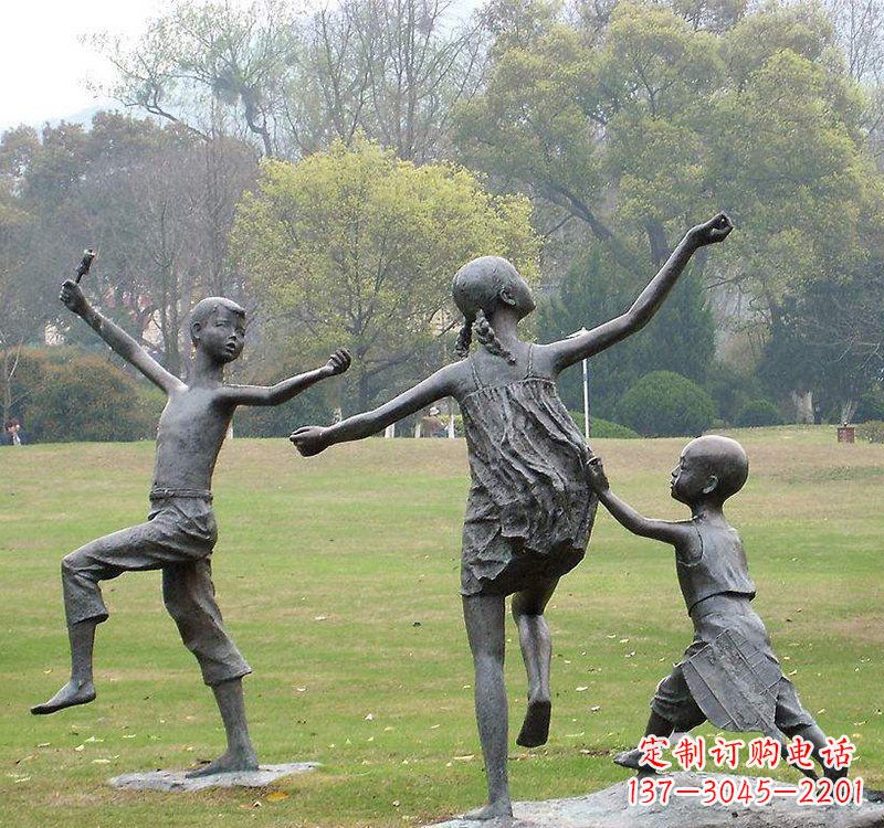 贵阳公园人物放风筝的儿童铜雕