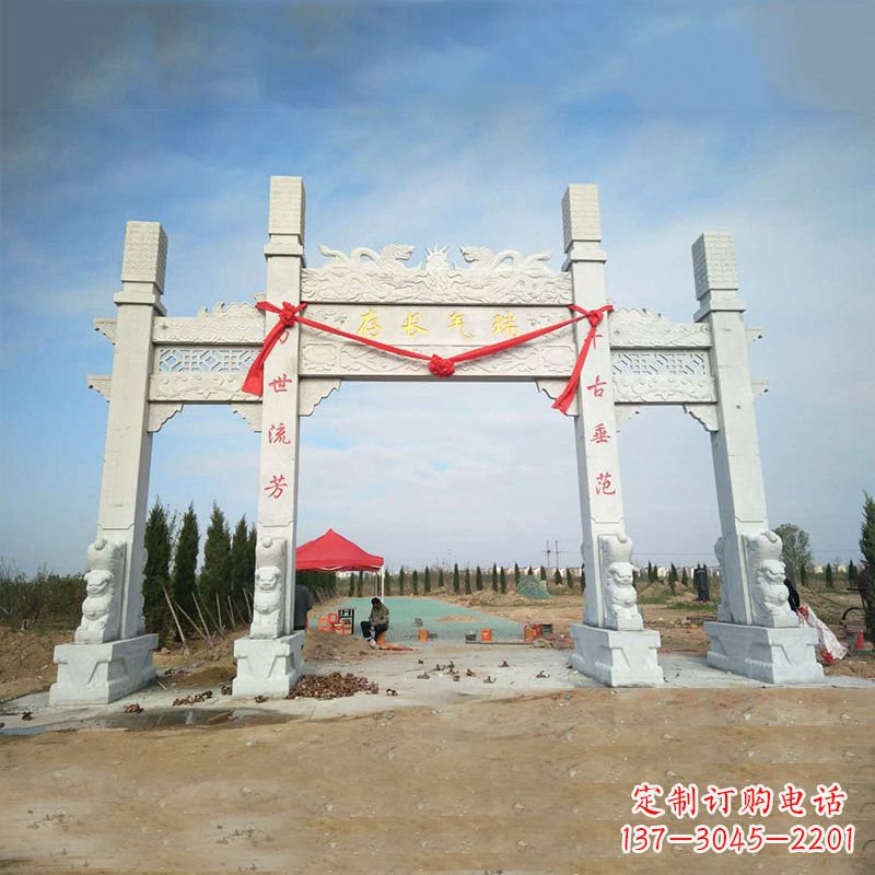 贵阳中领雕塑专业定制公园三间四柱牌坊雕塑