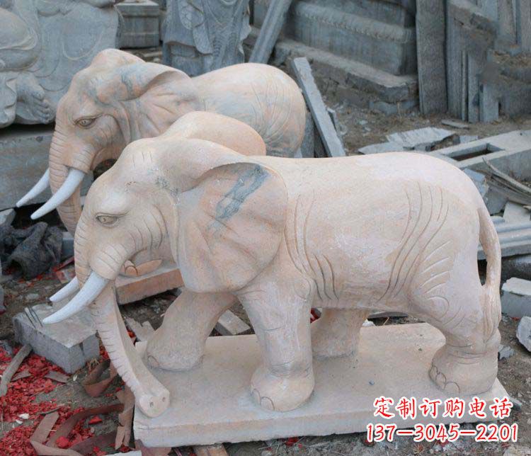 贵阳雕刻出令人感动的那头大象定制公园晚霞红大象动物石雕