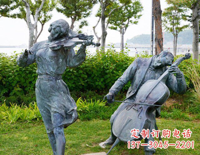 贵阳双面演奏大提琴&小提琴铜雕塑