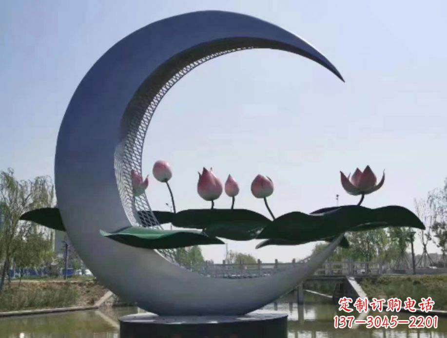 贵阳公园月亮不锈钢景观装饰雕塑