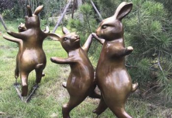 贵阳铜雕奔跑兔子动物雕塑