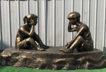 贵阳儿童雕塑-铜雕下棋展示精美的艺术