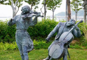 贵阳双面演奏大提琴&小提琴铜雕塑