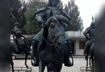 贵阳英姿飒爽古代将军骑马铜雕