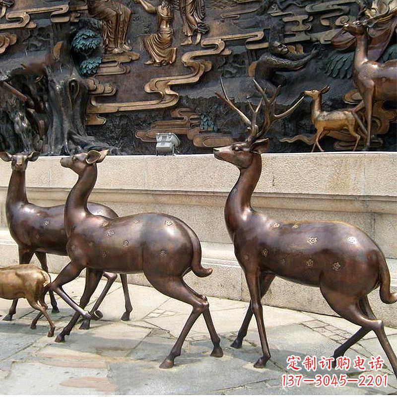 贵阳古铜色梅花鹿铜雕