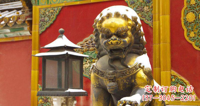 贵阳故宫黄铜北京狮子铜雕