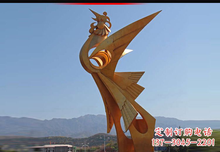 贵阳广场不锈钢抽象凤凰雕塑11