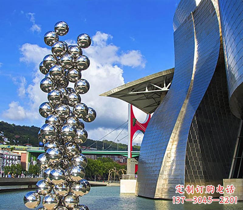 贵阳高端不锈钢抽象龙柱雕塑