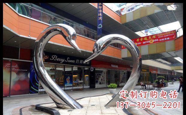 贵阳中领雕塑：精美的不锈钢抽象天鹅雕塑