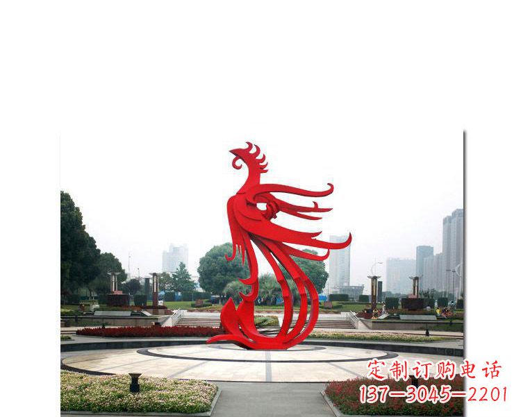 贵阳古韵雕塑：不锈钢飞翔凤凰雕塑
