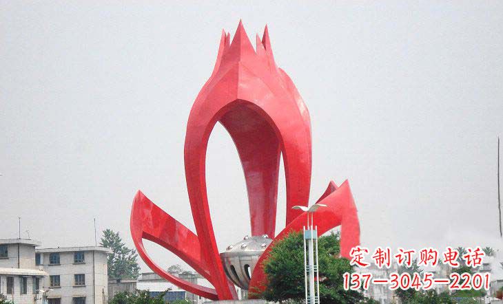 贵阳广场不锈钢莲花和莲蓬雕塑