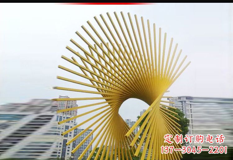 贵阳现代美学——不锈钢树枝扇形景观雕塑