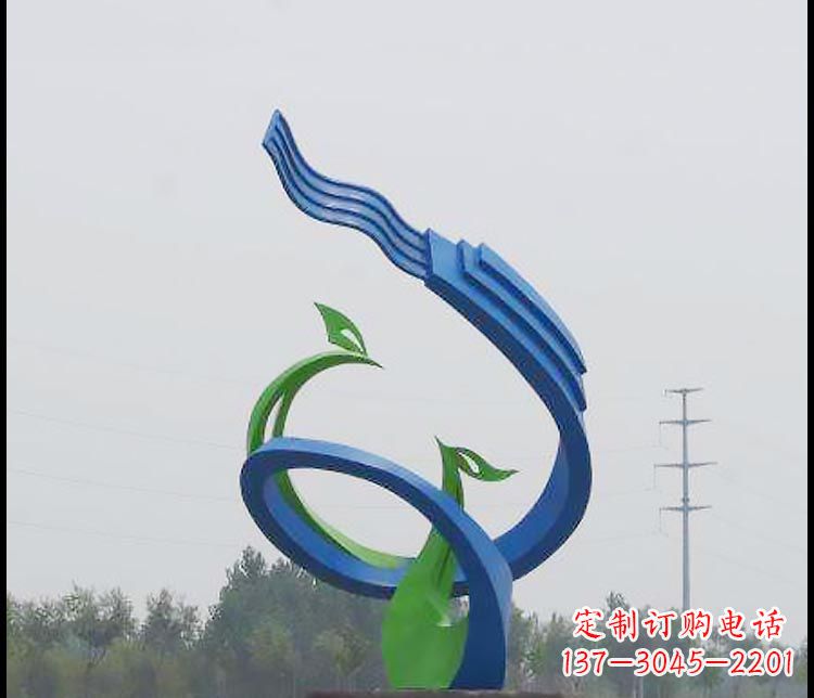 贵阳完美锻造，彩色不锈钢抽象凤凰雕塑