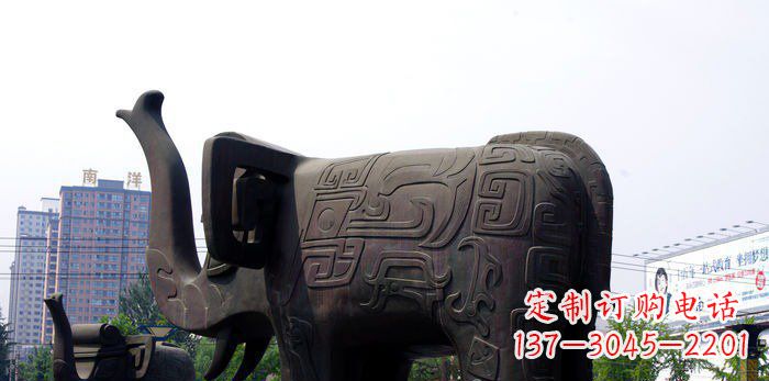 贵阳广场抽象大象动物铜雕