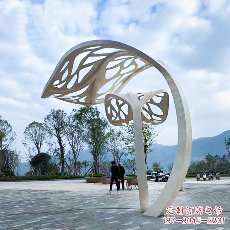 贵阳广场大型不锈钢抽象树叶雕塑