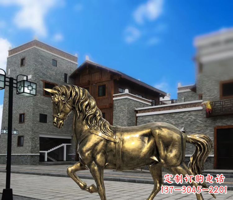 贵阳广场仿铜奔马雕塑 玻璃钢公园景观动物雕塑