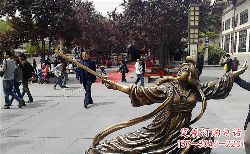 贵阳中领雕塑：美轮美奂的古代美女舞剑人物铜雕