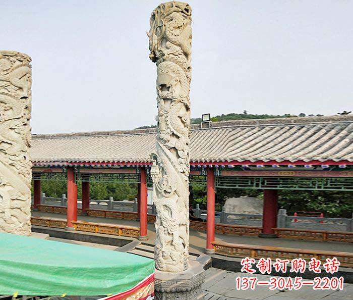 贵阳广场景观大理石龙柱石雕 (2)