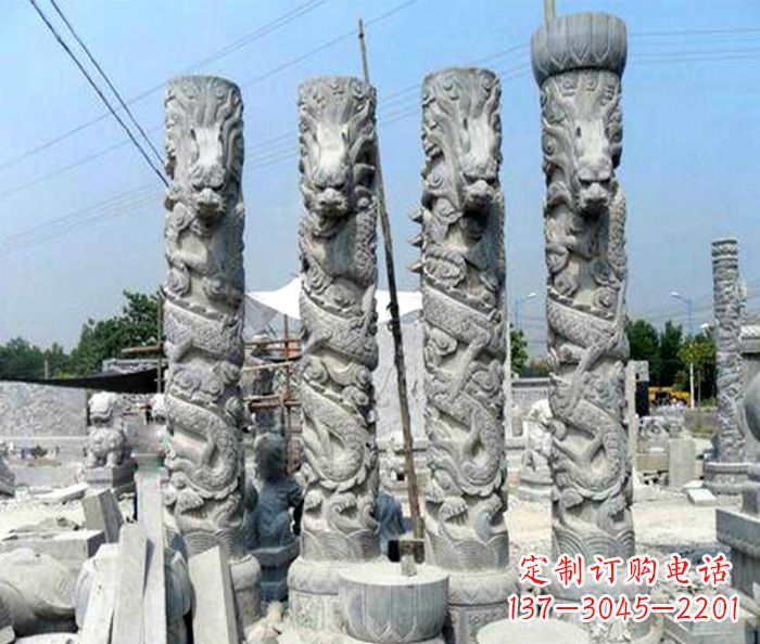 贵阳广场景观大理石龙柱石雕 (4)