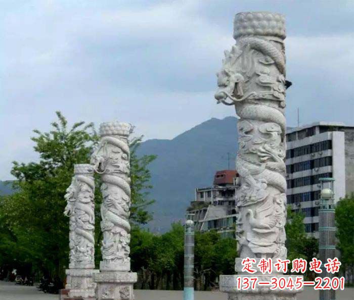 贵阳广场景观大理石龙柱石雕 (3)