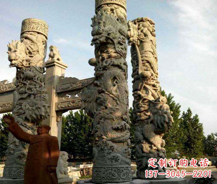 贵阳广场景观大理石龙柱石雕