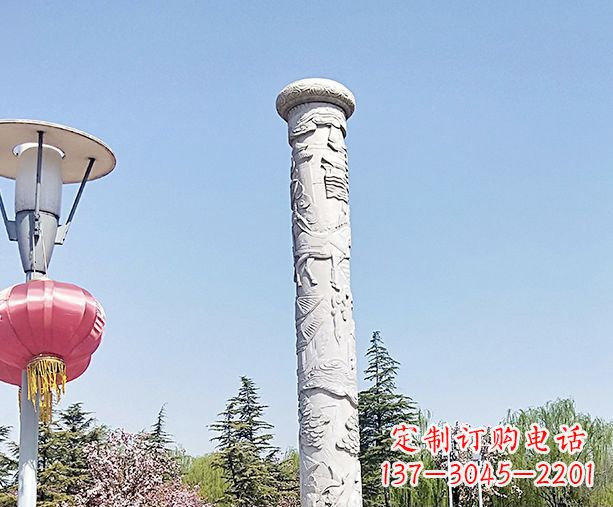 贵阳广场景观大理石龙柱石雕 (6)