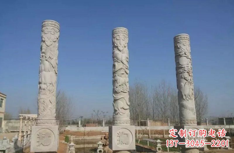 贵阳十二生肖文化柱石雕，展现传统文化风采