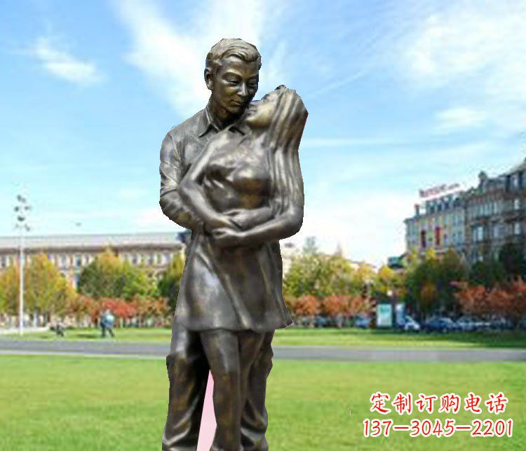 贵阳一颗爱的心,用铜雕情侣人物雕塑表达