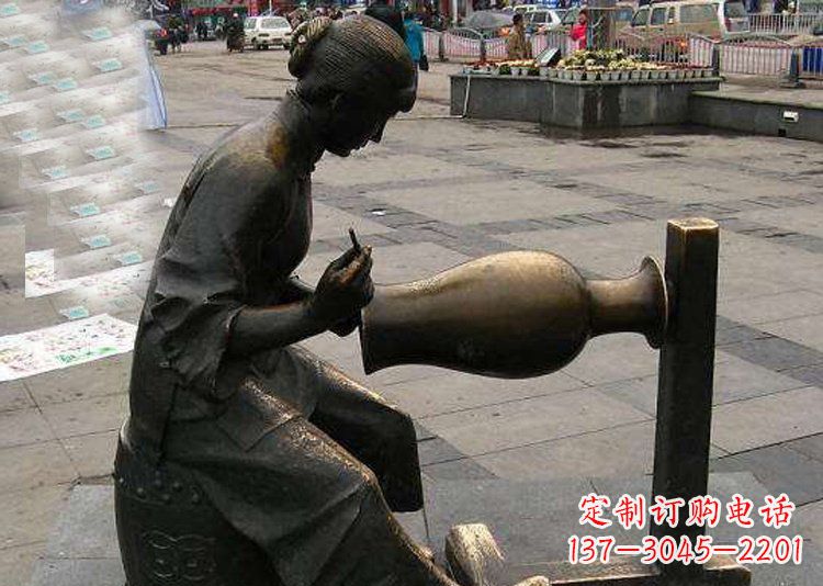 贵阳领雕塑铜质花盆雕塑