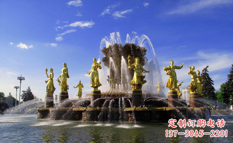 贵阳广场西方人物喷泉景观铜雕