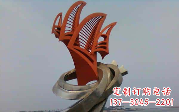 贵阳海边不锈钢海浪和帆船雕塑