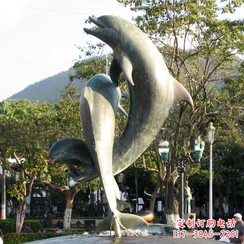 贵阳海豚公园铜雕景观动物雕塑