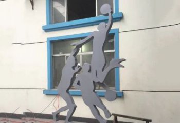 贵阳广场不锈钢运动打篮球雕塑，