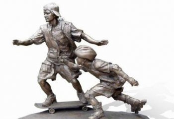 贵阳令人惊叹的广场滑板男孩铜雕塑