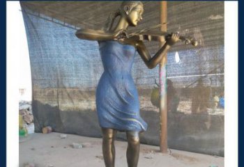贵阳精美细腻的西方美女拉小提琴人物雕塑
