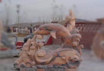 贵阳海豚海浪石雕，精美艺术品