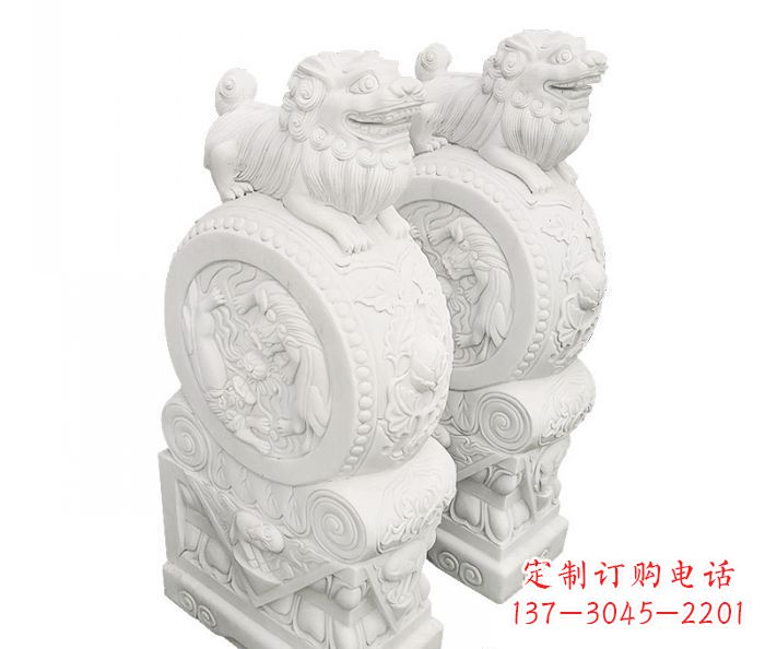 贵阳汉白玉抱鼓石招财石门墩