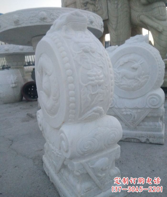 贵阳汉白玉抱鼓石门墩雕塑