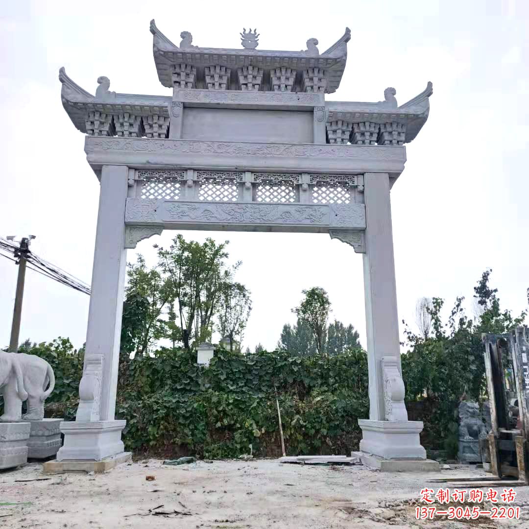 贵阳汉白玉单门石牌坊