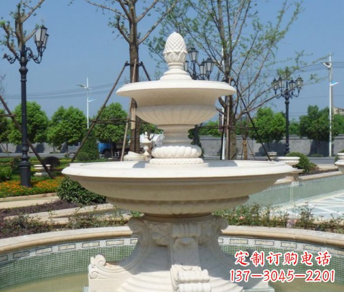 贵阳全新款白玉多层喷泉雕塑