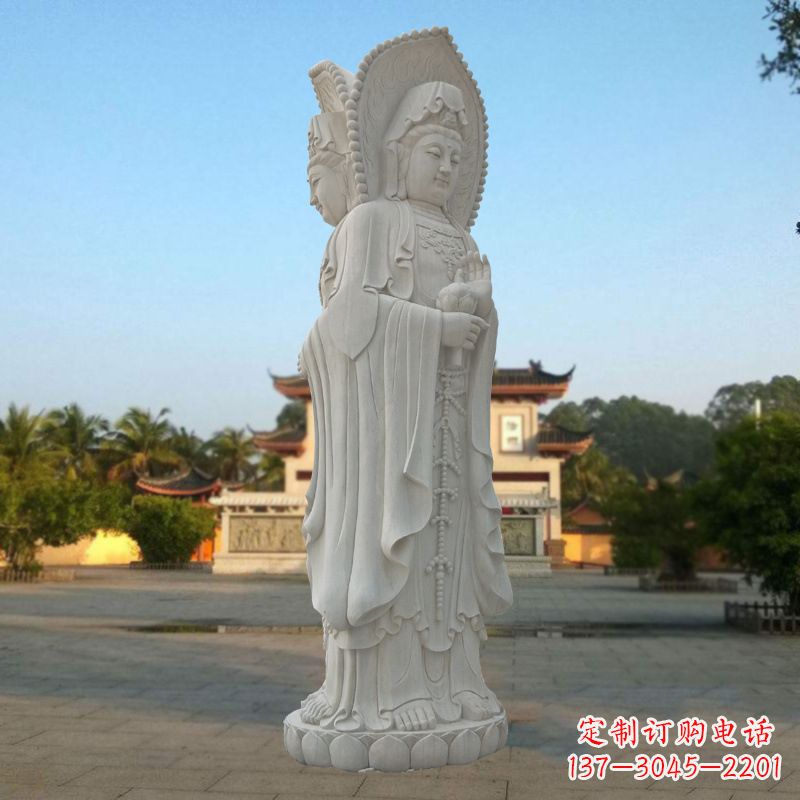贵阳汉白玉佛像雕塑之三面观音