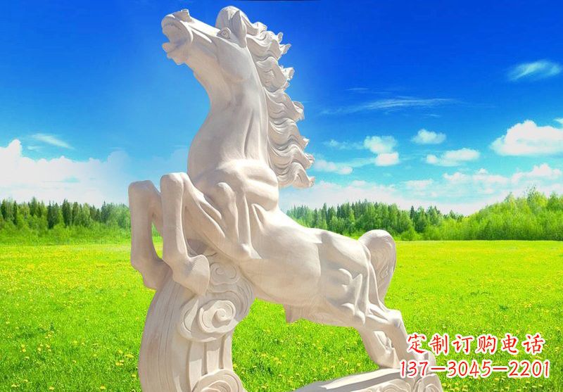 贵阳古典精美的汉白玉奔马石雕