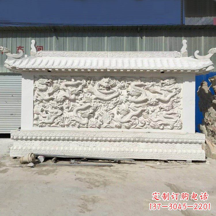 贵阳高雅精致的汉白玉九龙壁石雕塑