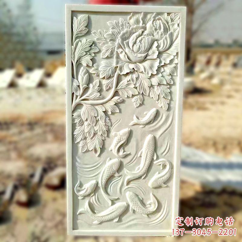贵阳汉白玉鲤鱼浮雕，精美彰显睿智之美